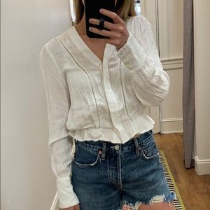 Dra White Blouse Crop Top